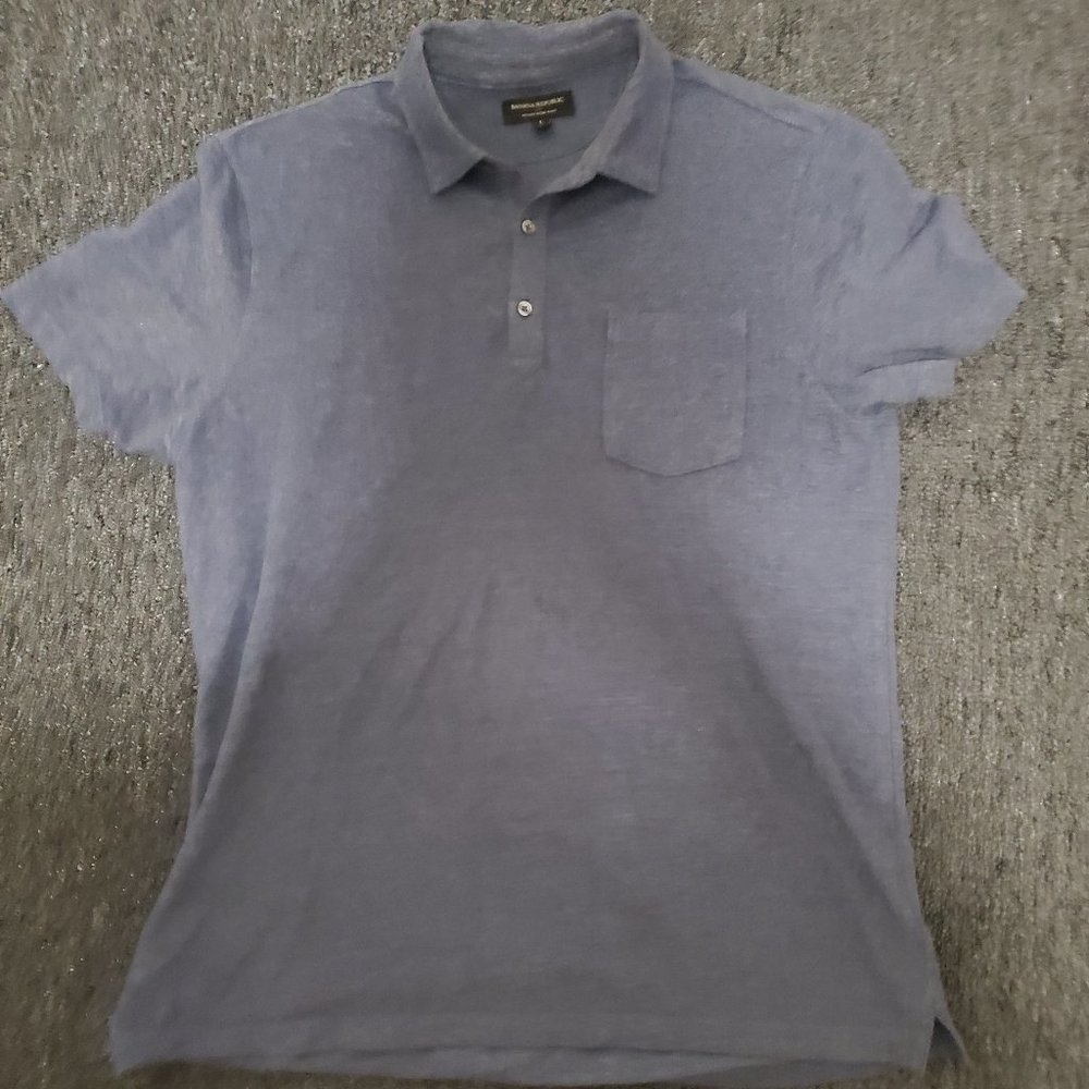 Banana Republic Factory Blue Wicking Pique Polo